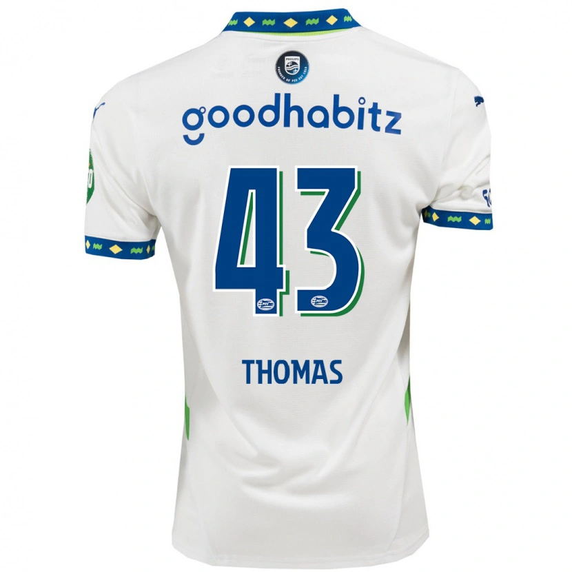 Danxen Uomo Maglia Kealyn Thomas #43 Bianco Blu Scuro Kit Gara Third 2024/25 Maglietta
