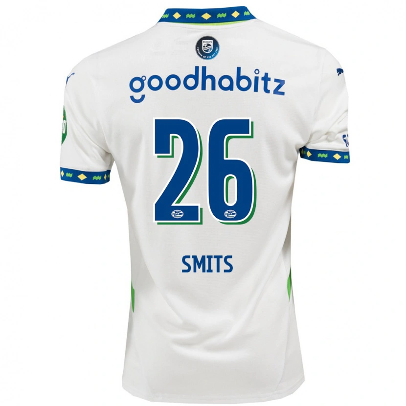 Danxen Uomo Maglia Eef Smits #26 Bianco Blu Scuro Kit Gara Third 2024/25 Maglietta