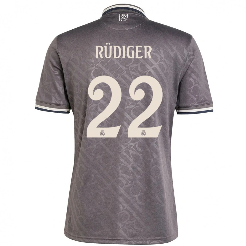 Danxen Uomo Maglia Antonio Rüdiger #22 Antracite Kit Gara Third 2024/25 Maglietta