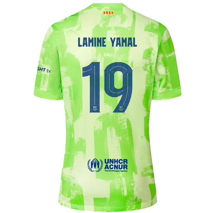 Danxen Uomo Maglia Lamine Yamal #19 Lime Kit Gara Third 2024/25 Maglietta