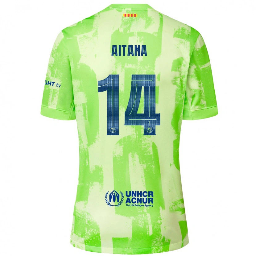 Danxen Uomo Maglia Aitana Bonmati #14 Lime Kit Gara Third 2024/25 Maglietta