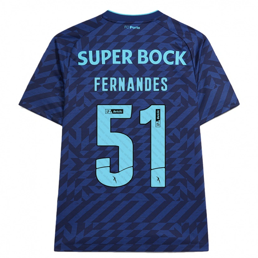 Danxen Uomo Maglia Diogo Fernandes #51 Blu Navy Kit Gara Third 2024/25 Maglietta