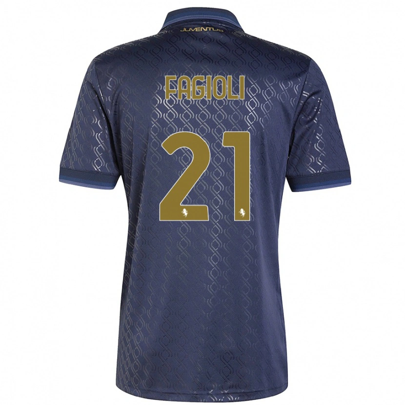 Danxen Uomo Maglia Nicolò Fagioli #21 Blu Navy Kit Gara Third 2024/25 Maglietta