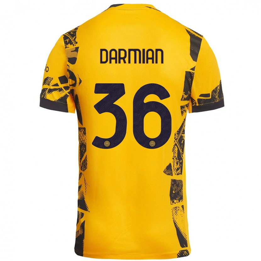 Danxen Uomo Maglia Matteo Darmian #36 Oro Nero Kit Gara Third 2024/25 Maglietta