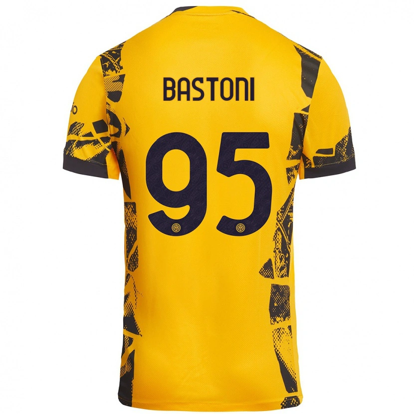 Danxen Uomo Maglia Alessandro Bastoni #95 Oro Nero Kit Gara Third 2024/25 Maglietta