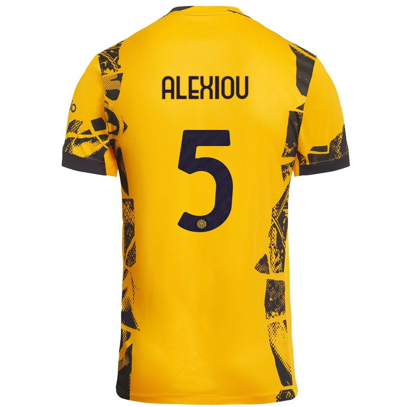 Danxen Uomo Maglia Christos Alexiou #5 Oro Nero Kit Gara Third 2024/25 Maglietta