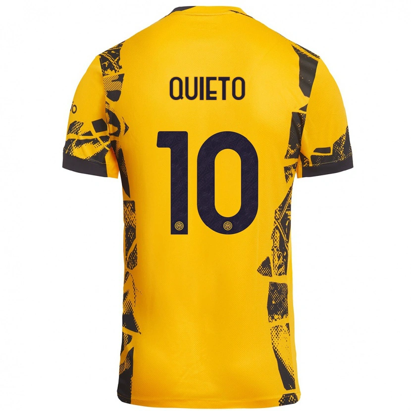 Danxen Uomo Maglia Daniele Quieto #10 Oro Nero Kit Gara Third 2024/25 Maglietta
