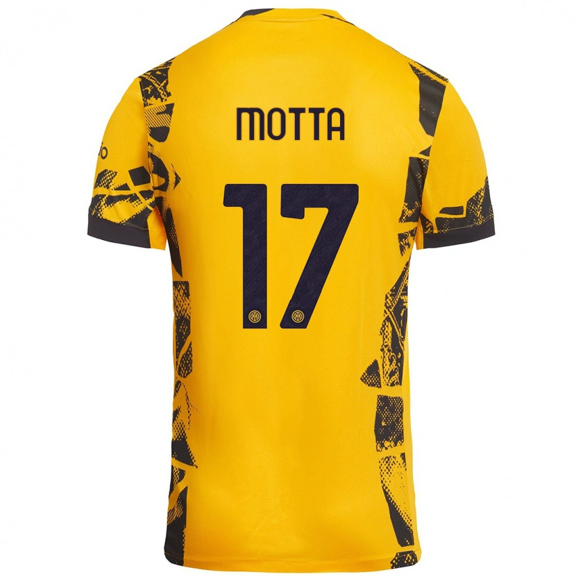 Danxen Uomo Maglia Matteo Motta #17 Oro Nero Kit Gara Third 2024/25 Maglietta