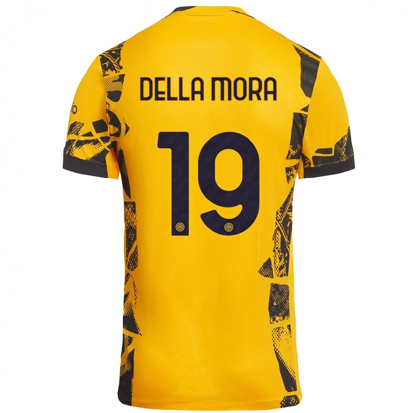 Danxen Uomo Maglia Tommaso Della Mora #19 Oro Nero Kit Gara Third 2024/25 Maglietta