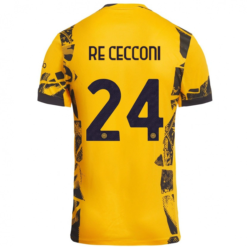 Danxen Uomo Maglia Gabriele Re Cecconi #24 Oro Nero Kit Gara Third 2024/25 Maglietta