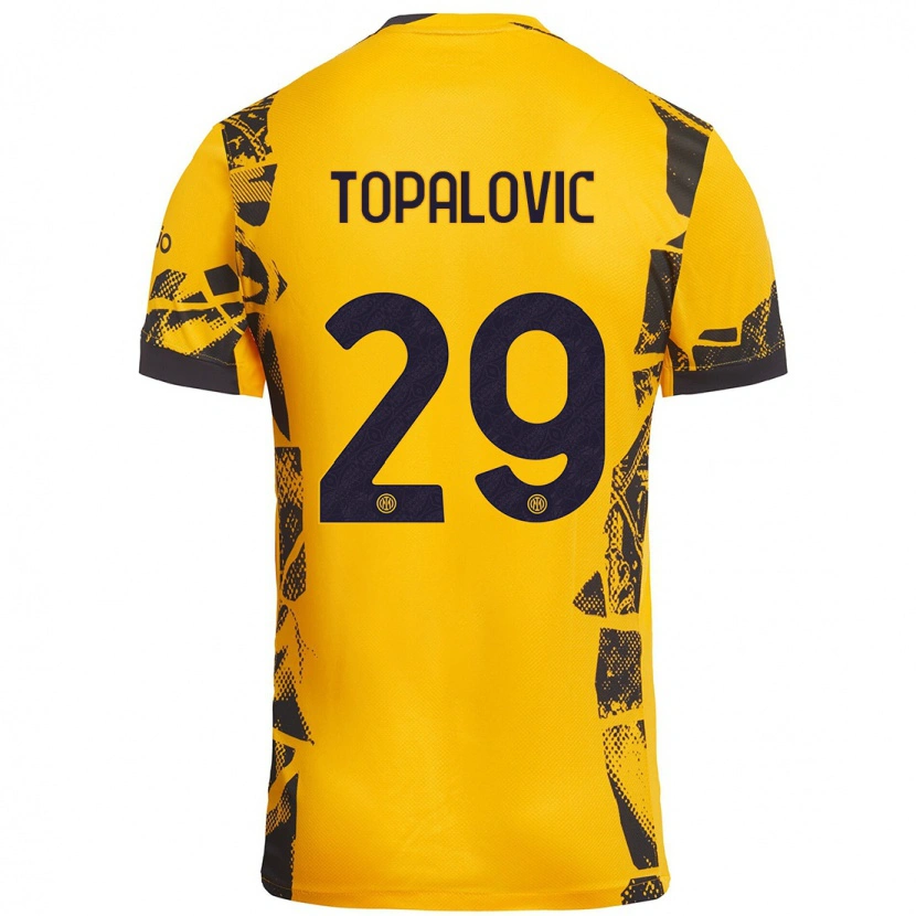 Danxen Uomo Maglia Luka Topalovic #29 Oro Nero Kit Gara Third 2024/25 Maglietta