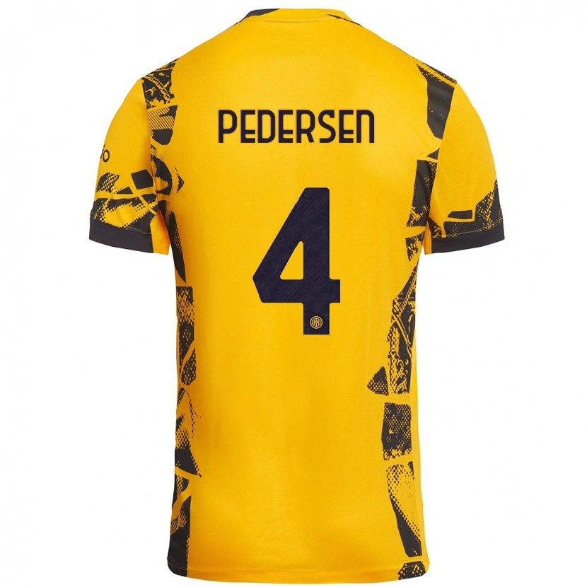 Danxen Uomo Maglia Sofie Junge Pedersen #4 Oro Nero Kit Gara Third 2024/25 Maglietta