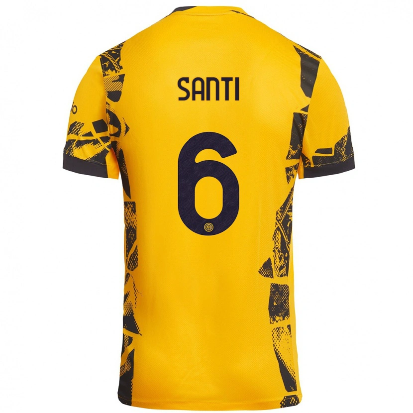 Danxen Uomo Maglia Irene Santi #6 Oro Nero Kit Gara Third 2024/25 Maglietta