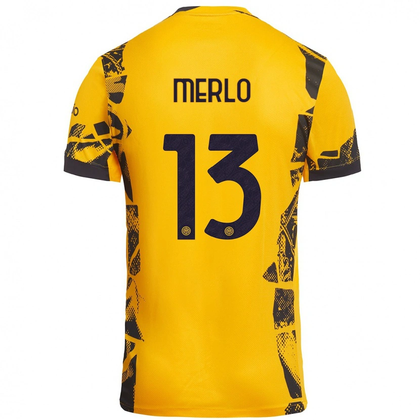 Danxen Uomo Maglia Beatrice Merlo #13 Oro Nero Kit Gara Third 2024/25 Maglietta