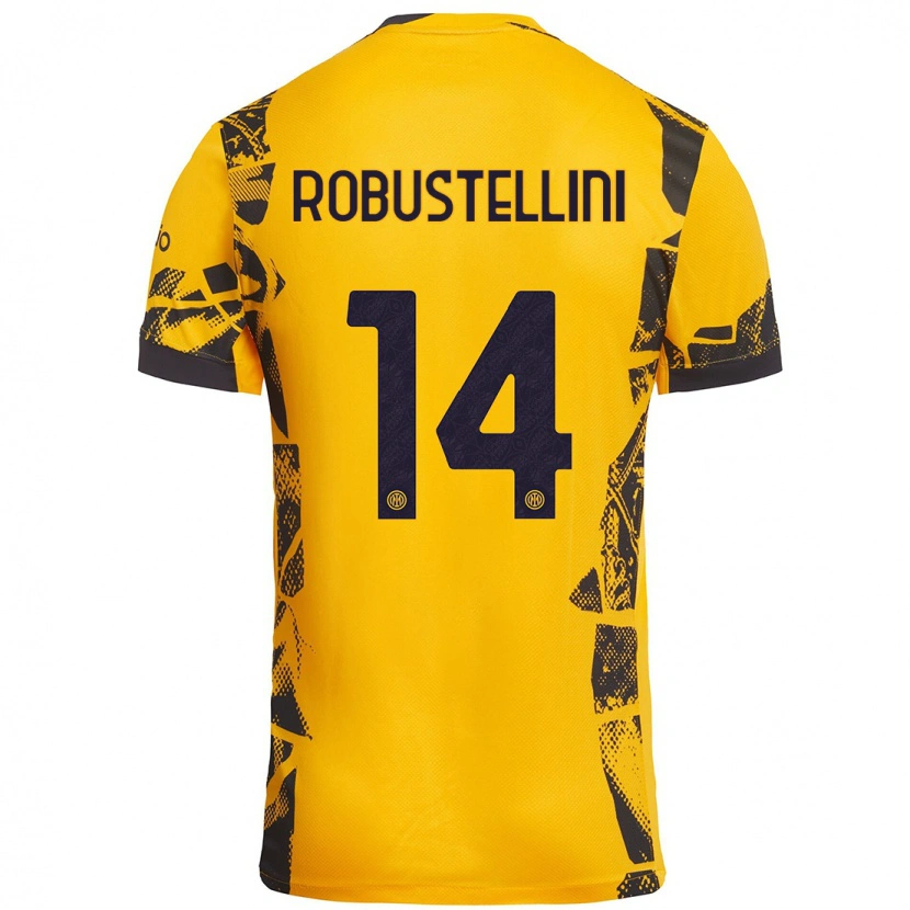 Danxen Uomo Maglia Chiara Robustellini #14 Oro Nero Kit Gara Third 2024/25 Maglietta
