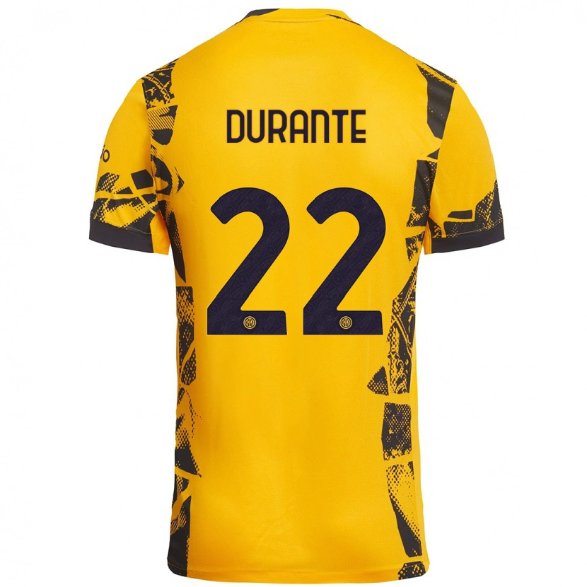 Danxen Uomo Maglia Francesca Durante #22 Oro Nero Kit Gara Third 2024/25 Maglietta