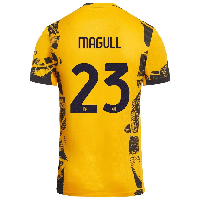 Danxen Uomo Maglia Lina Magull #23 Oro Nero Kit Gara Third 2024/25 Maglietta