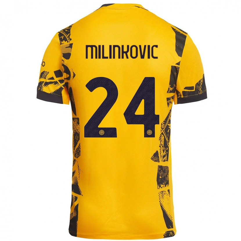 Danxen Uomo Maglia Marija Milinković #24 Oro Nero Kit Gara Third 2024/25 Maglietta