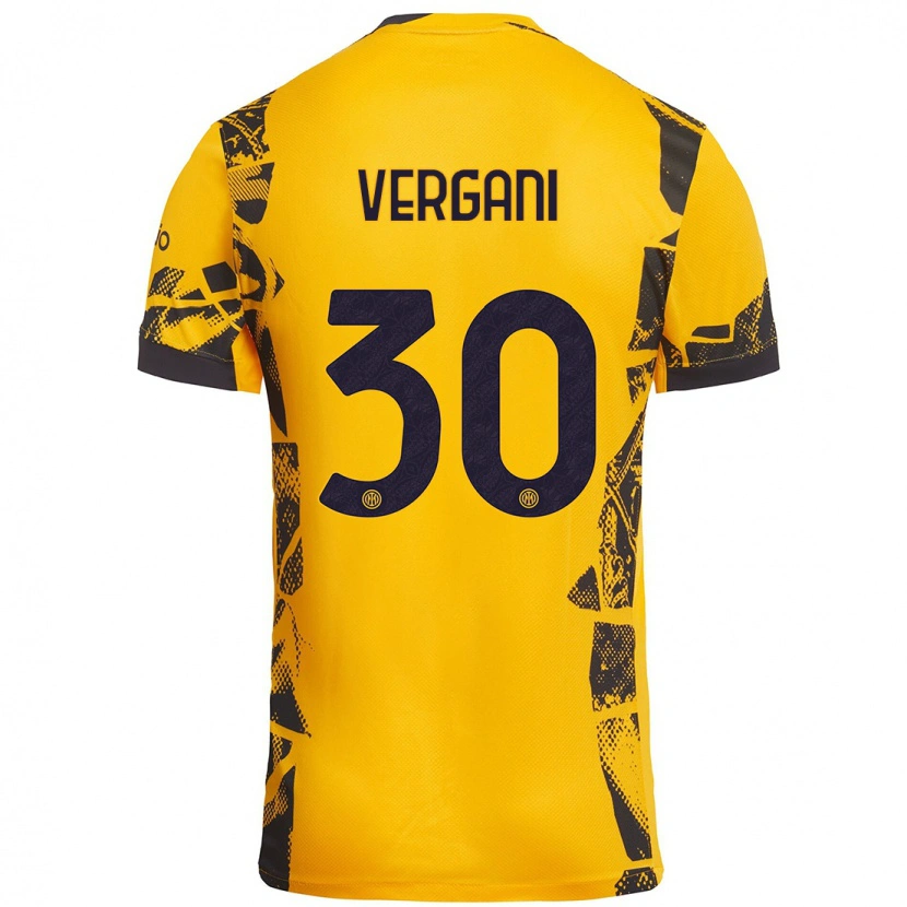 Danxen Uomo Maglia Bianca Vergani #30 Oro Nero Kit Gara Third 2024/25 Maglietta
