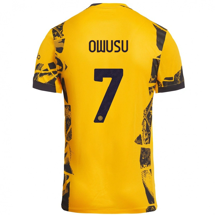 Danxen Uomo Maglia Enoch Owusu #7 Oro Nero Kit Gara Third 2024/25 Maglietta