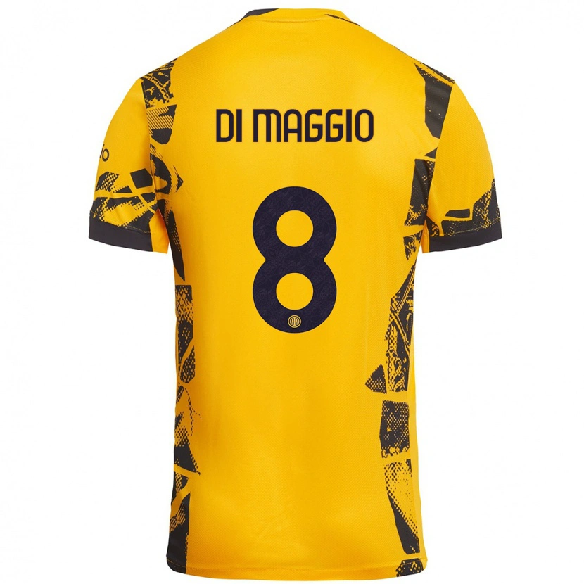 Danxen Uomo Maglia Luca Di Maggio #8 Oro Nero Kit Gara Third 2024/25 Maglietta