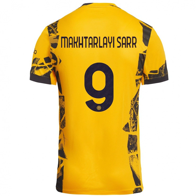 Danxen Uomo Maglia Amadou Makhtarlayi Sarr #9 Oro Nero Kit Gara Third 2024/25 Maglietta