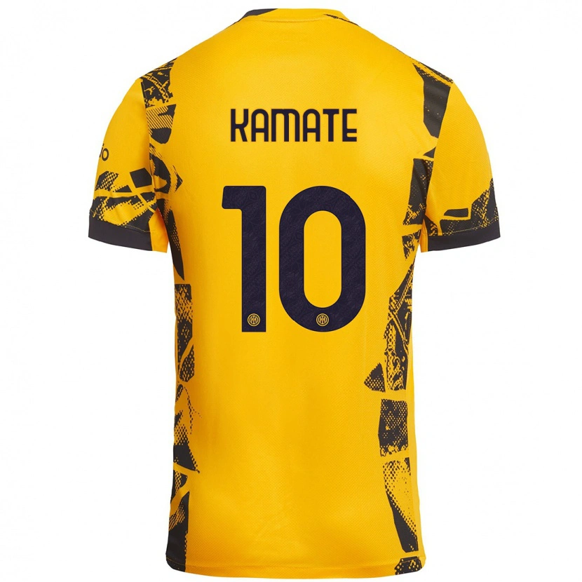 Danxen Uomo Maglia Issiaka Kamate #10 Oro Nero Kit Gara Third 2024/25 Maglietta