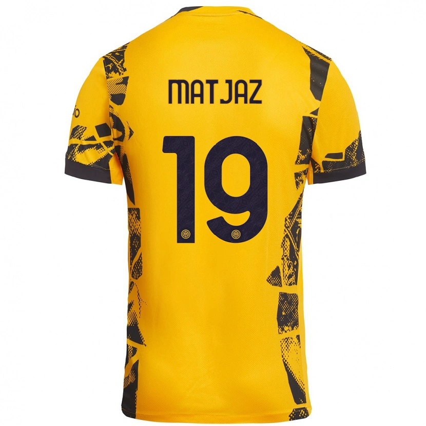 Danxen Uomo Maglia Samo Matjaz #19 Oro Nero Kit Gara Third 2024/25 Maglietta