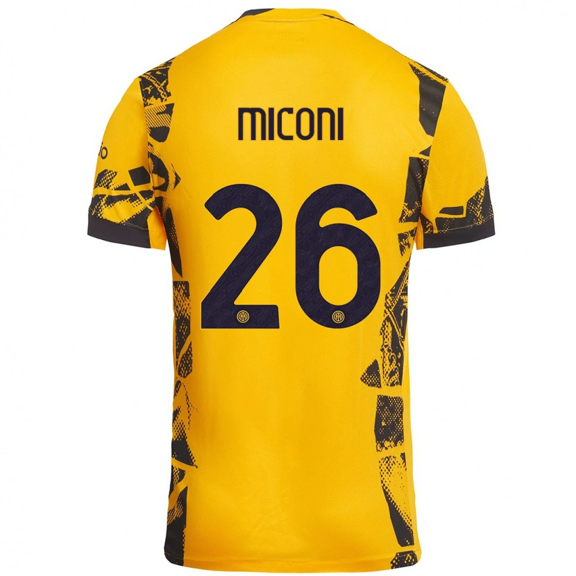 Danxen Uomo Maglia Riccardo Miconi #26 Oro Nero Kit Gara Third 2024/25 Maglietta