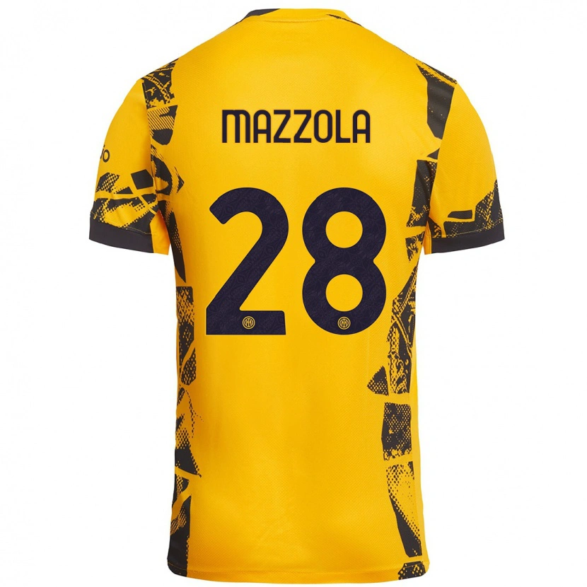Danxen Uomo Maglia Giuseppe Mazzola #28 Oro Nero Kit Gara Third 2024/25 Maglietta