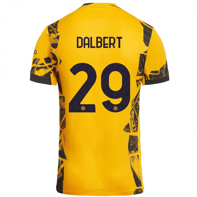 Danxen Uomo Maglia Dalbert #29 Oro Nero Kit Gara Third 2024/25 Maglietta