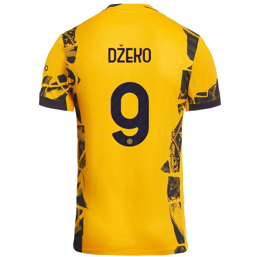Danxen Uomo Maglia Edin Dzeko #9 Oro Nero Kit Gara Third 2024/25 Maglietta