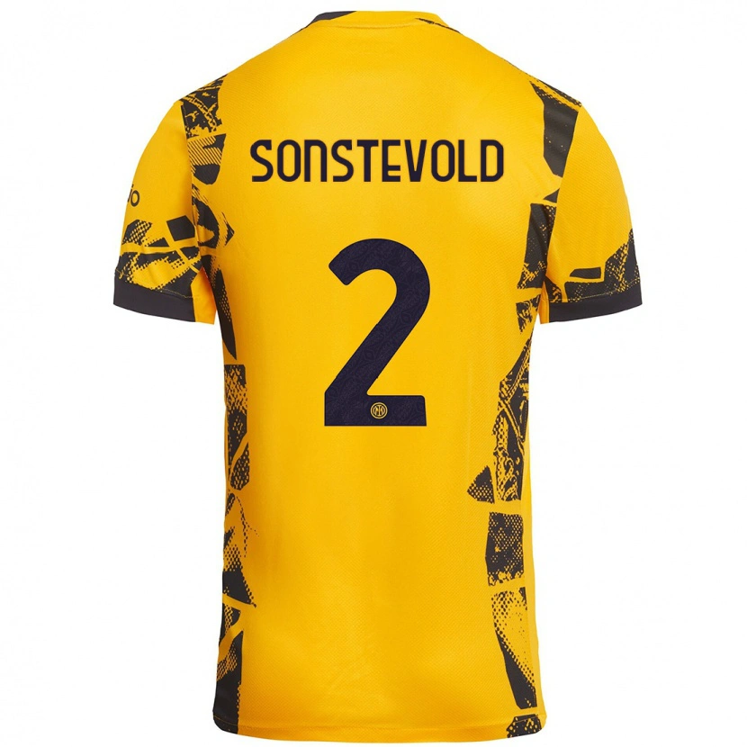 Danxen Uomo Maglia Anja Sonstevold #2 Oro Nero Kit Gara Third 2024/25 Maglietta