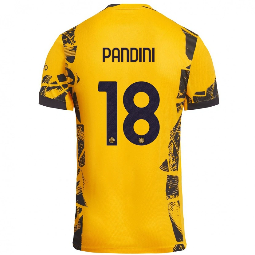 Danxen Uomo Maglia Marta Pandini #18 Oro Nero Kit Gara Third 2024/25 Maglietta