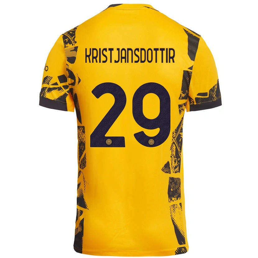 Danxen Uomo Maglia Anna Bjork Kristjansdottir #29 Oro Nero Kit Gara Third 2024/25 Maglietta