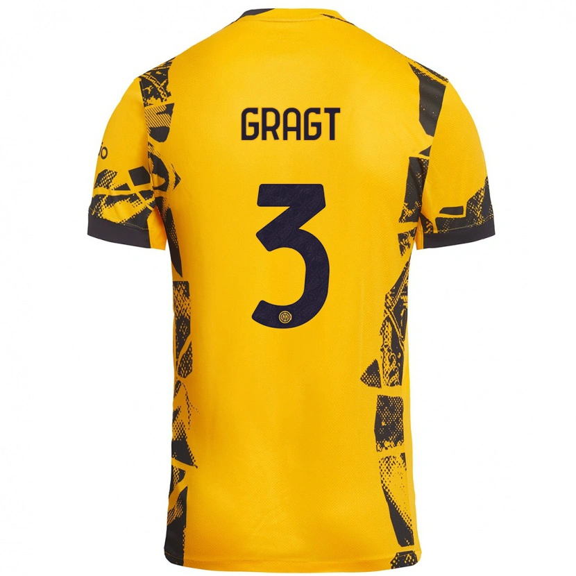 Danxen Uomo Maglia Stefanie Van Der Gragt #3 Oro Nero Kit Gara Third 2024/25 Maglietta
