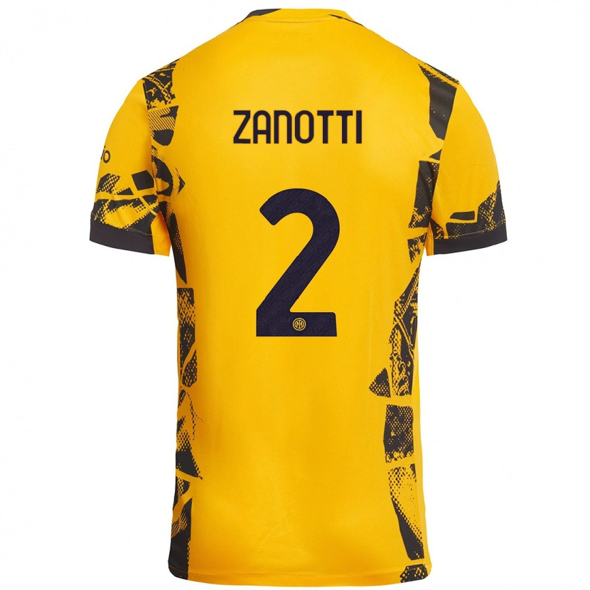 Danxen Uomo Maglia Mattia Zanotti #2 Oro Nero Kit Gara Third 2024/25 Maglietta