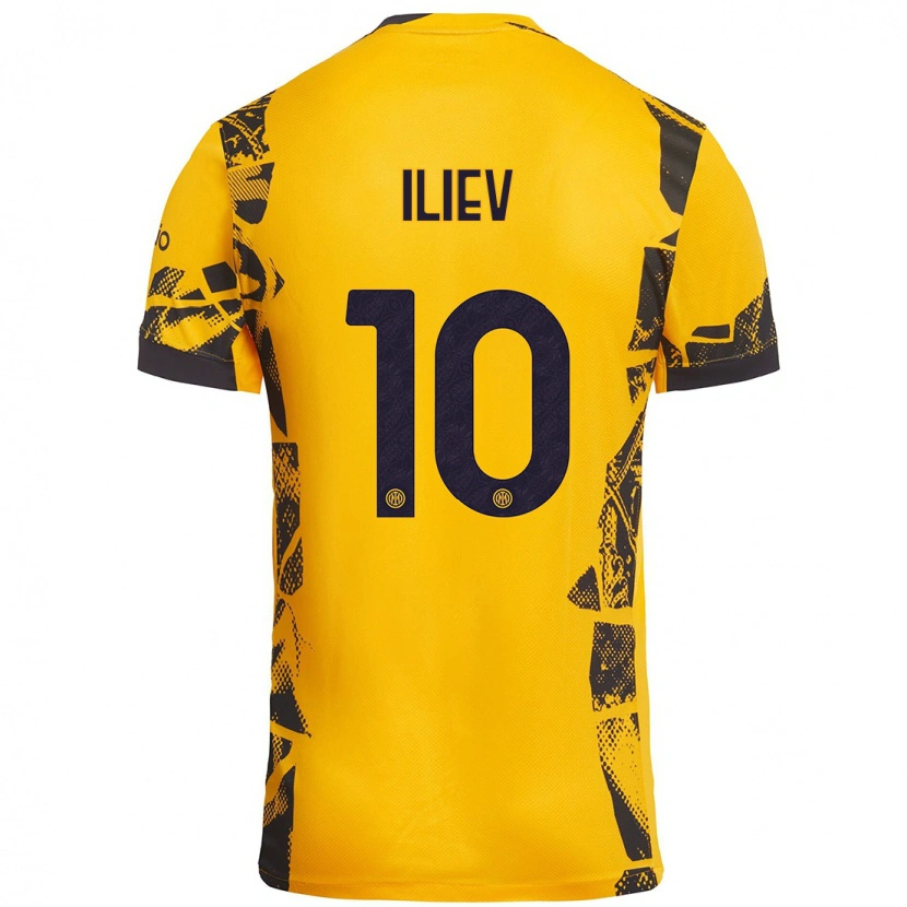 Danxen Uomo Maglia Nikola Iliev #10 Oro Nero Kit Gara Third 2024/25 Maglietta