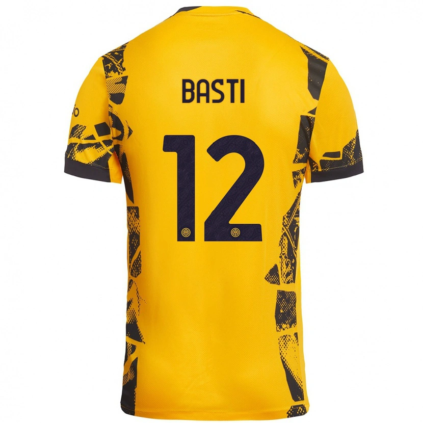 Danxen Uomo Maglia Matteo Basti #12 Oro Nero Kit Gara Third 2024/25 Maglietta
