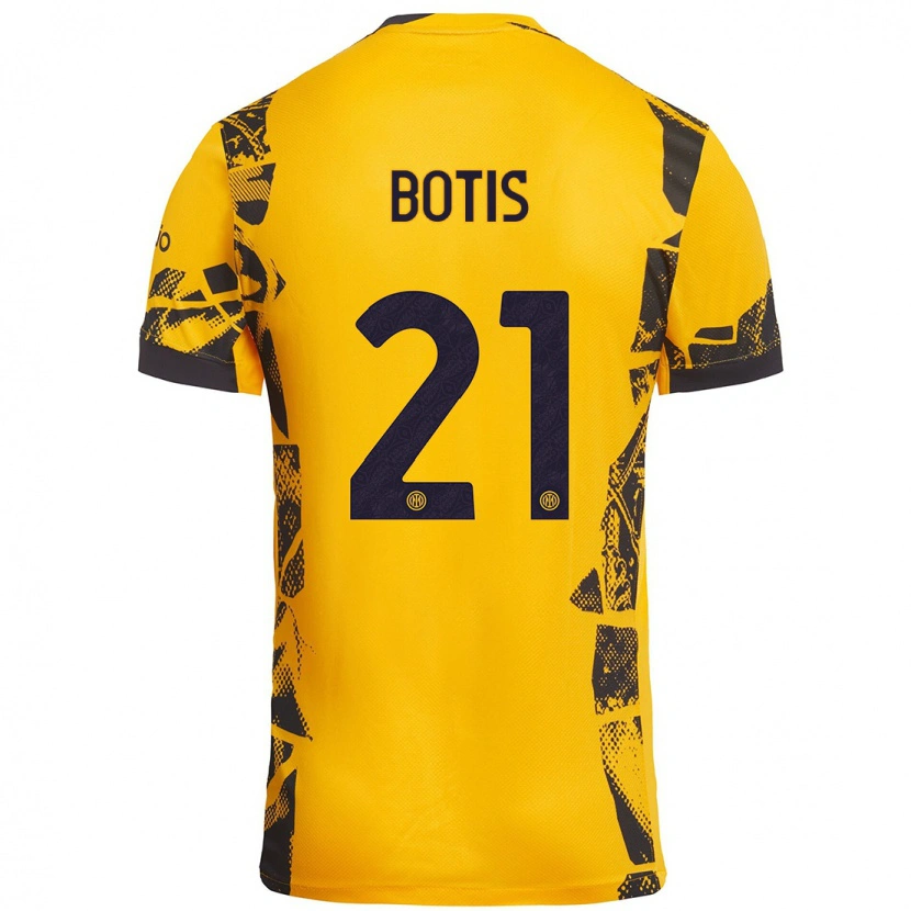 Danxen Uomo Maglia Nikolaos Botis #21 Oro Nero Kit Gara Third 2024/25 Maglietta