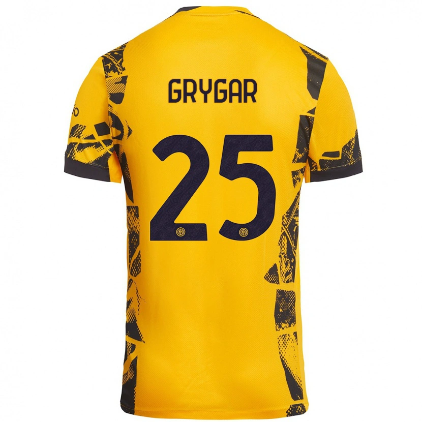 Danxen Uomo Maglia Samuel Grygar #25 Oro Nero Kit Gara Third 2024/25 Maglietta