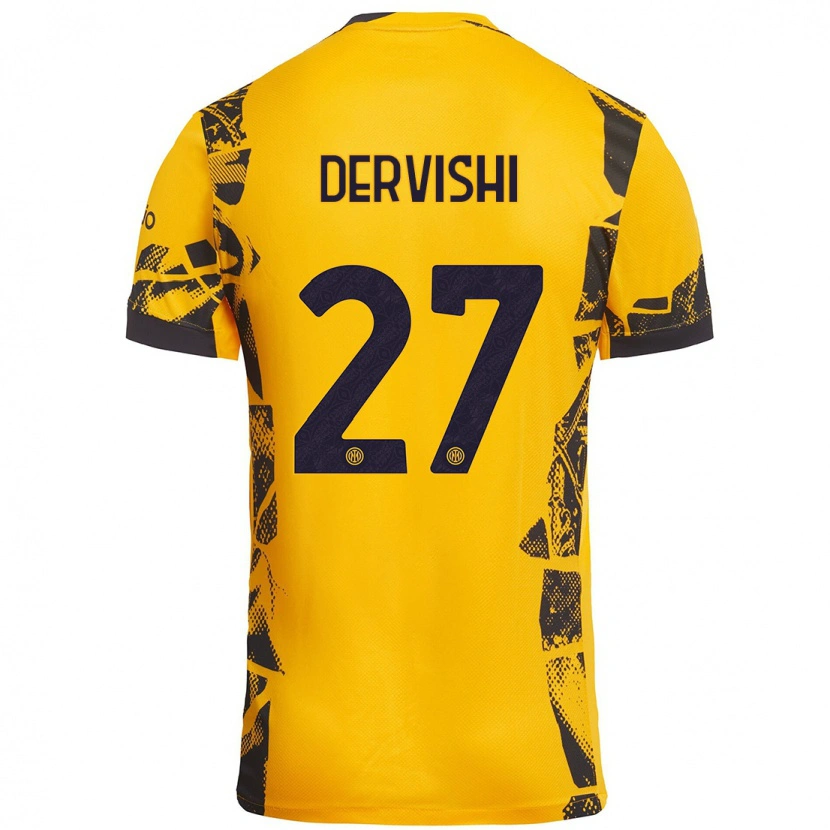 Danxen Uomo Maglia Kristian Dervishi #27 Oro Nero Kit Gara Third 2024/25 Maglietta