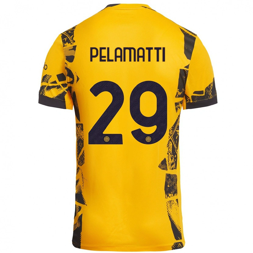 Danxen Uomo Maglia Andrea Pelamatti #29 Oro Nero Kit Gara Third 2024/25 Maglietta