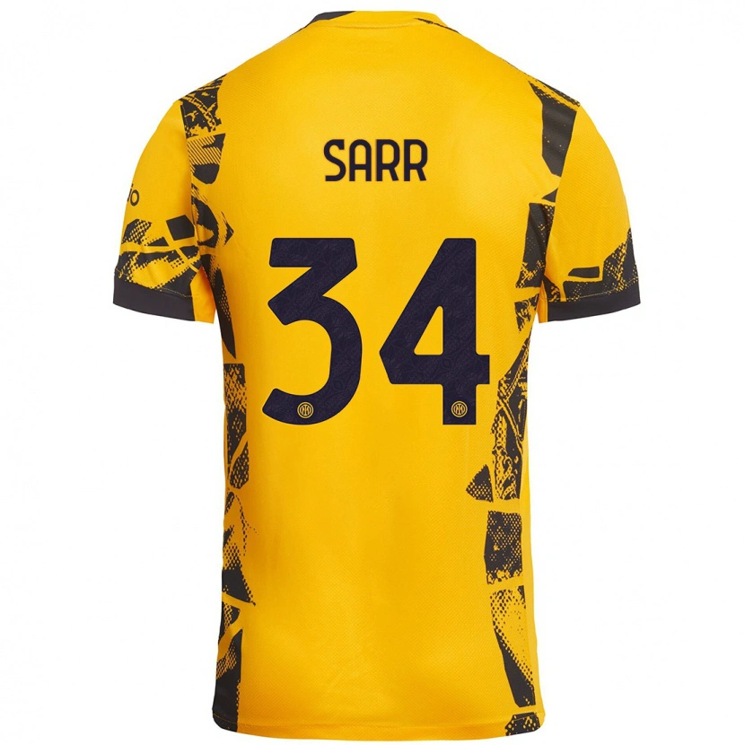 Danxen Uomo Maglia Amadou Sarr #34 Oro Nero Kit Gara Third 2024/25 Maglietta