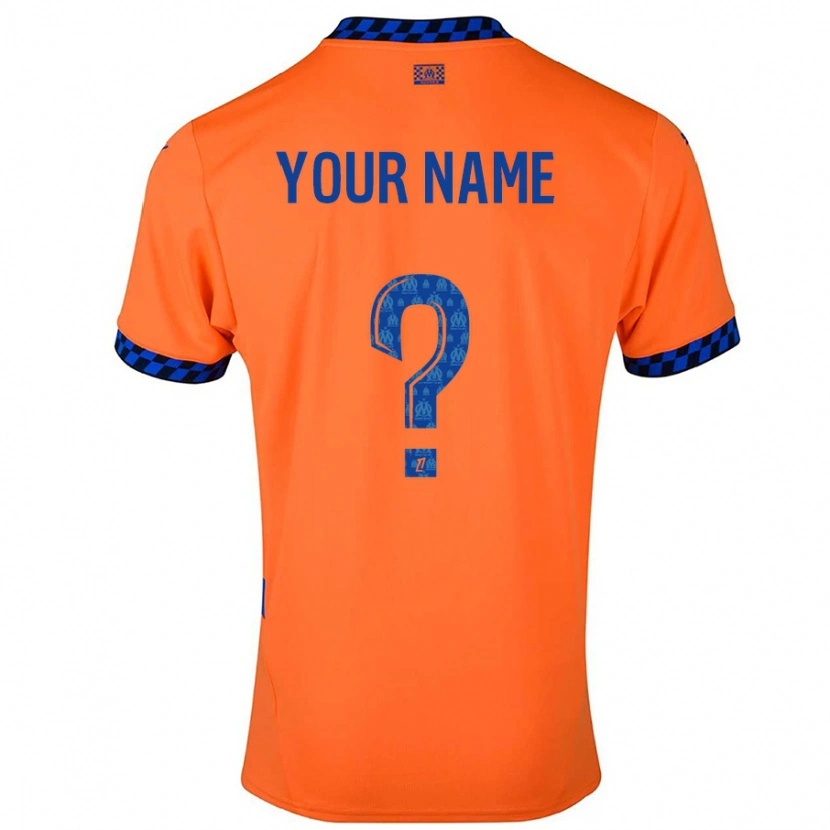 Danxen Uomo Maglia Il Tuo Nome #0 Arancione Blu Scuro Kit Gara Third 2024/25 Maglietta
