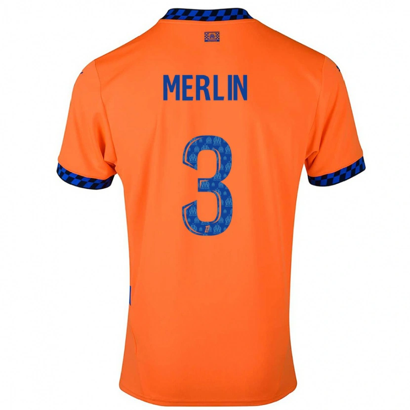 Danxen Uomo Maglia Quentin Merlin #3 Arancione Blu Scuro Kit Gara Third 2024/25 Maglietta