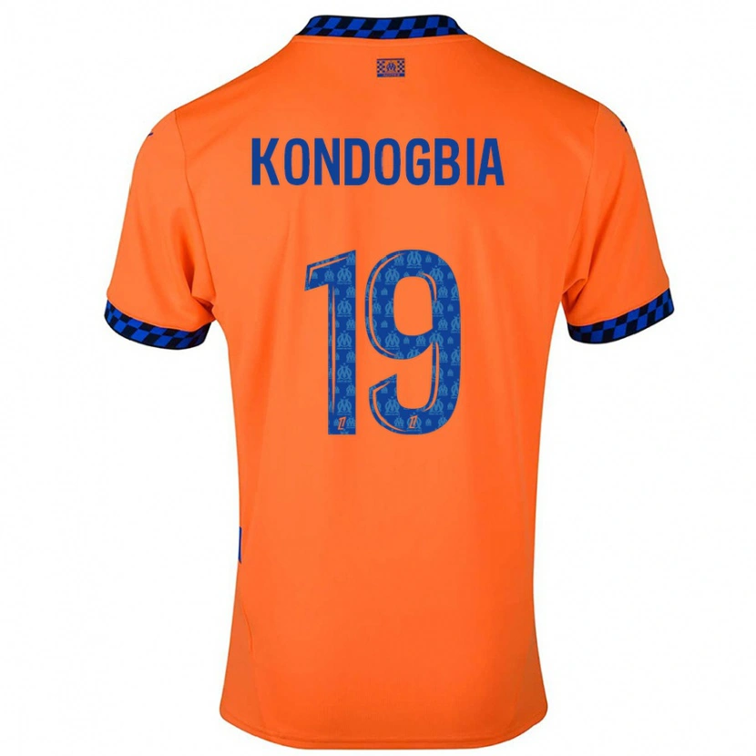 Danxen Uomo Maglia Geoffrey Kondogbia #19 Arancione Blu Scuro Kit Gara Third 2024/25 Maglietta