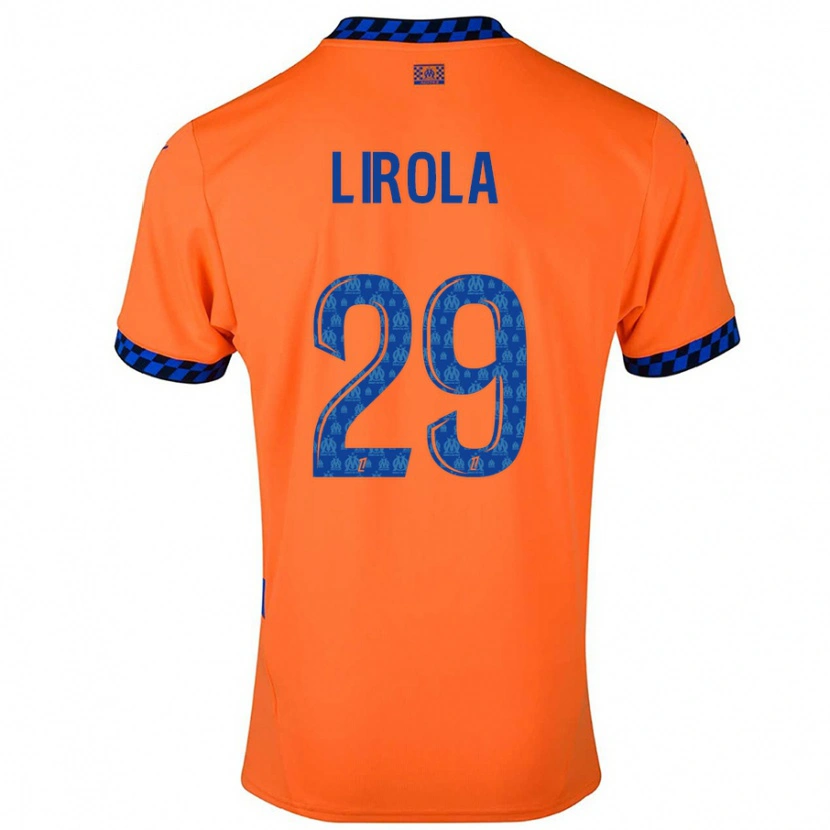 Danxen Uomo Maglia Pol Lirola #29 Arancione Blu Scuro Kit Gara Third 2024/25 Maglietta
