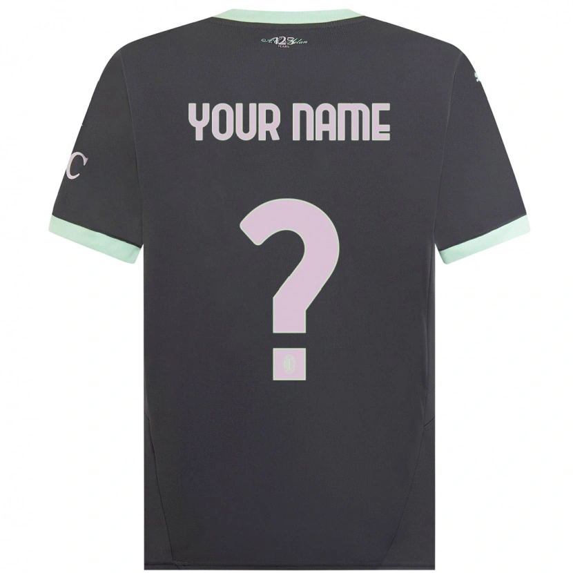 Danxen Uomo Maglia Il Tuo Nome #0 Grigio Kit Gara Third 2024/25 Maglietta