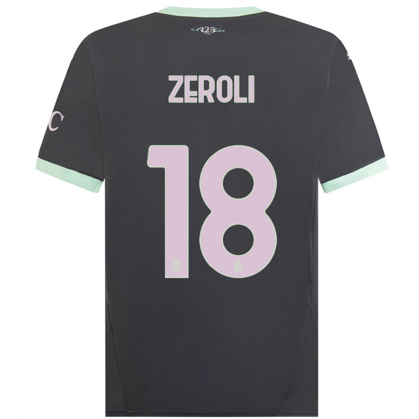 Danxen Uomo Maglia Kevin Zeroli #18 Grigio Kit Gara Third 2024/25 Maglietta